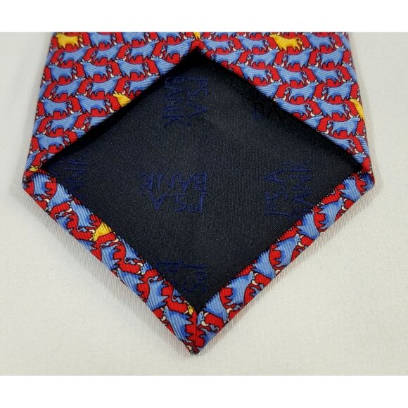 Jos A. Bank Mens Silk Tie Executive Collection Red Blue Cow Bull Steer Print - Picture 5 of 9